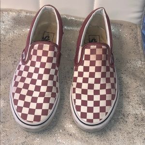 Vans Slip On Checkerboard Skate Shoe - Red / White